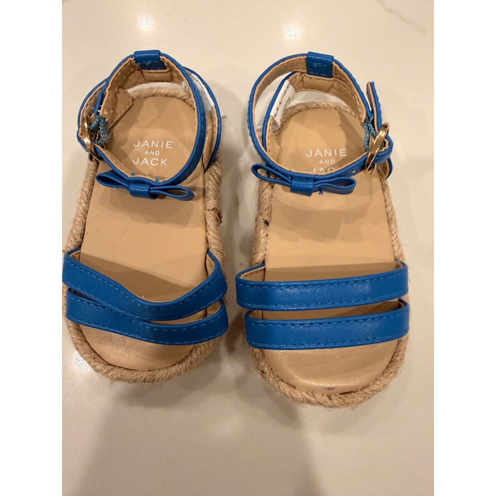 Janie and Jack Blue Espadrille‎ Sandals Baby 6-12 Months Bow Ankle Strap